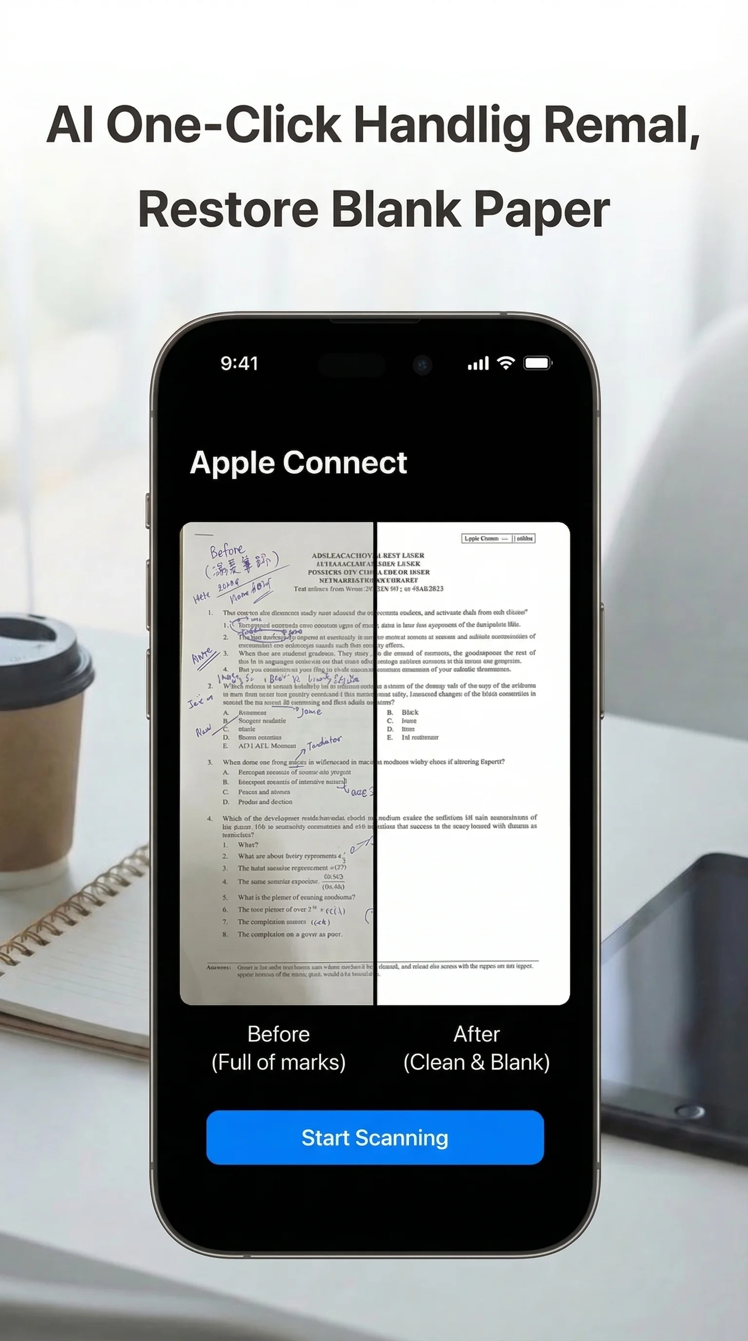 Clean paper after handwriting removal